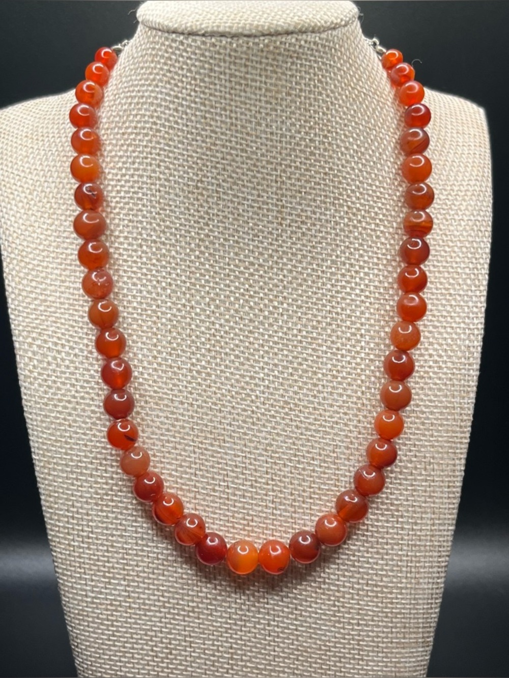 Carnelian Bead Necklace Vintage Orange Stone Strand